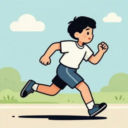 vintage illustration style of a boy running
