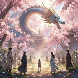 wuxia, dragon, cherry blossoms, unreal engine, fantasy art by greg rutkowski, loish, rhads, ferdinand knab, makoto shinkai and lois van baarle, ilya kuvshinov, rossdraws, tom bagshaw, global illumination, radiant light, detailed and intricate environment