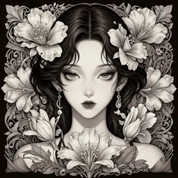 symmetry!! portrait of floral! hitomi kisugi psycho, intricate, elegant, highly detailed, digital painting, artstation, concept art, smooth, sharp focus, illustration, art by artgerm and greg rutkowski and alphonse mucha, 8 k