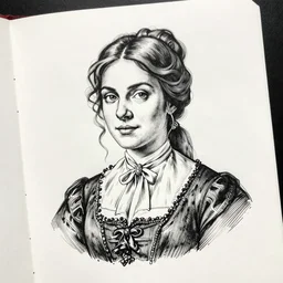 female victorian scholar, black ink on paper, trending on artstation, beautiful, intricate, detailed