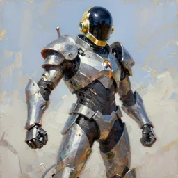 greg manchess painting of partially armored daft punk as overwatch character, impasto, rough canvas textured, asymmetrical, organic painting, dynamic pose sunny day, loose brush strokes, hard edges, conceptart, art by gil elvgren and ruan jia and james jean