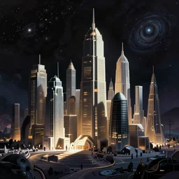cosmic city inspired by René Laloux