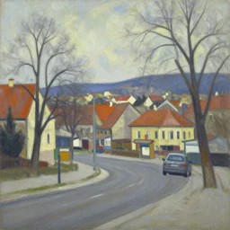 an edward hopper style painting of ( ( ( ( ( ( ( ( balatonfured, a resort town in veszprem county, in hungary ) ) ) ) ) ) ) ), late - winter, february of 1 9 4 8