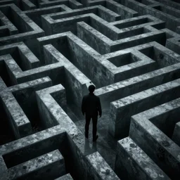 trapped in a maze of a liminal space, 8 k resolution hyperdetailed scary dystopian surrealism