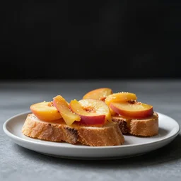 food photography of nectarine bruschetta, minimalistic side view high bokeh, cinematic studio lighting