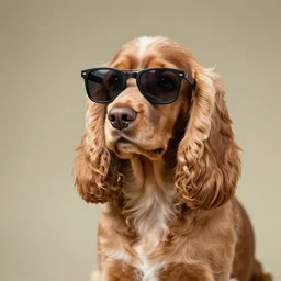 English Cocker spaniel wearing sunglasses