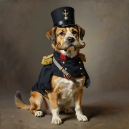 old dog with big mustache dressed as a antropormophhic dog veteran colonel of the first world war german army, a dog as a human, highly detailed painting by gaston bussiere, craig mullins, j. c. leyendecker