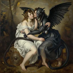 joanna newsom fighting the predator, baroque style painting, very detailed