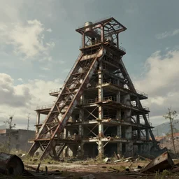 a beautiful hyperdetailed rendering of architecture building unfinished building mine industrial architecture abandoned nature urbex by albert bierstadt, cyberpunk, archdaily, wallpaper, highly detailed, trending on artstation.