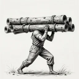 bent figure trying to carry ten heavy poles intricate, elegant, highly detailed, digital painting, artstation, concept art, sharp focus, illustration, by justin gerard and artgerm, 8 k