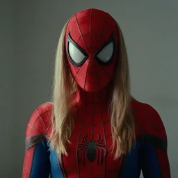 tailor swift as spiderman ( 2002 ), cinestill 800t, cinematic shot, sad scene, photography, unmasked face