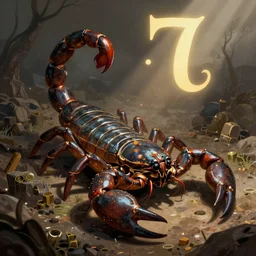 humanized version of the zodiac sign of the Scorpion, fantasy drawing, concept art, artstation winner, procreate, low energy, high contrast