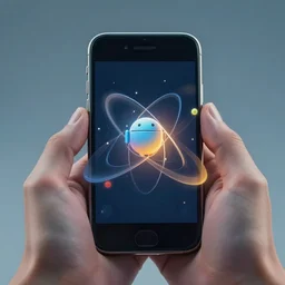 a android playing with a single atom