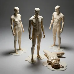 mannequins melting, photograph, hyperrealism, realistic shadows, dynamic reflections, 4k, ultra quality
