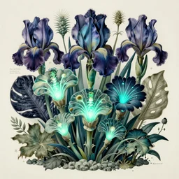 hyper - detailed matte illustration of bioluminescent flora by iris van herpen based on plate 6 1 of art forms in nature by ernst haeckel and aphonse mucha