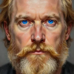 middle aged man, vivid blue eyes, bushy blonde beard, digital painting, lots of details, extremely detailed, 4 k, intricate, brush strokes, mark arian, artgerm, bastien lecouffe - deharme