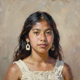 portrait of a mayan woman ( 3 5 ) from mesoamerica, an oil painting by ross tran and thomas kincade