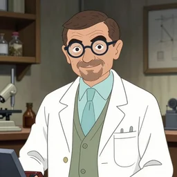 portrait of mr. bean as a mad scientist by becky cloonan