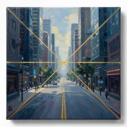 an epic painting of the city street road, oil on canvas, cold colors, perfect composition, golden ratio, beautiful detailed, photorealistic, digital painting, artstation, concept art, smooth, sharp focus, illustration, cyberpunk background, artstation trending, octane render, unreal engine