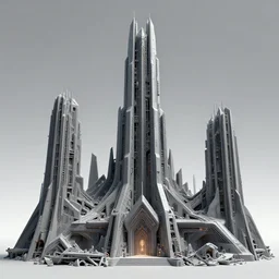 3 d sculpt of a minimalist brutalist cyberpunk futurist angular cathedral architecture evil gothic tron arcane ruins, warhmmer 4 0 k scifi tower spaceship inspired by the matrix, lotr, star wars, ilm, beeple, star citizen halo, mass effect, starship troopers, elysium, the expanse, high tech industrial, artstation unreal