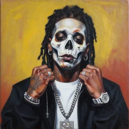 a hiphop painting of a dead rapper