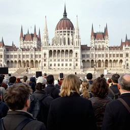 A protest in front of the Parliament, High quality, Mihaly Munkacsy,