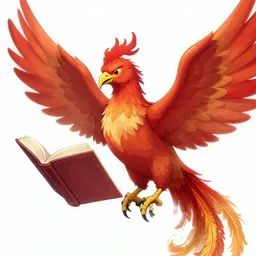 A webcomic illustration of a phoenix reading a book | Detailed | HD | Digital Art | 2018 | Modern | DC | Color | Glossy