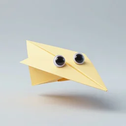 cute paper airplane character with googly eyes