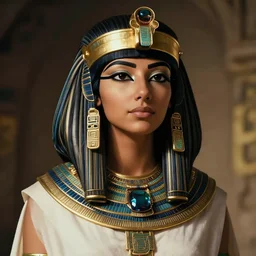 portrait of an egyptian princess with long hairs in alan lee and marc simonetti and emil melmoth style  , cinematic lighting