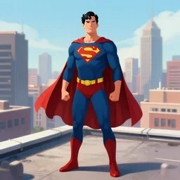 a grounded superhero looking to city on a rooftop, digital art