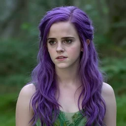 Emma Watson as a dryad with purple hair