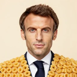 macaroni portrait of emmanuel macron made out of macaroni