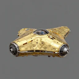 hubble space telescope photograph of a gold alien spaceship, octane render, reflections, hd, 4 k