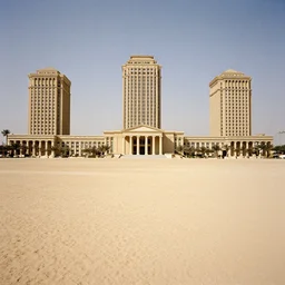 1 9 7 0 s movie still of a empty huge neoclassical town with neoclassical style high - rise in the desert, cinestill 8 0 0 t 3 5 mm eastmancolor, heavy grain, high quality, high detailed