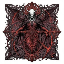 Evil, chaos, hypermaximalist, ornate, horror, Peter Mohrbacher, Marc Simonetti, Mike Mignola, detailed, intricate ink illustration, symmetry, bloodborne, colorful