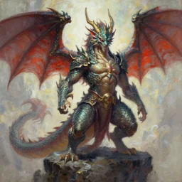 dragon god, fantasy painting, acrylic