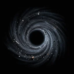 space junk forms single tiled vortex in empty dark space, dark sci - fi game concept
