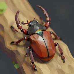 hercules beetle mount, low poly psx graphics, fantasy mmorpg