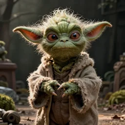 zombie yoda as a zombified zombie in the walking dead, photograph, hyper realistic