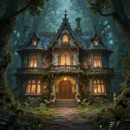 the inside of a feywild mansion, dungeons and dragons, 4 k, highly detailed