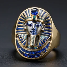 highly detailed photo of an egyptian ring with blue rock decoration, super detailed, studio, sharp, 8 5 mm sigma art lens
