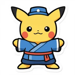 cute miss mascot kungfouine kungfouine mienfoo pokemon sticker art, cronobreaker, beeple game icon