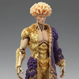 biomechanical male cyborg, tremella - fuciformis crown!!!!, golden - scruffy - collybia garment, laccaria - amethystina robe, gapmoe yandere grimdark, trending on pixiv fanbox, painted by makoto shinkai takashi takeuchi studio ghibli, akihiko yoshida, yoshitaka amano, wan