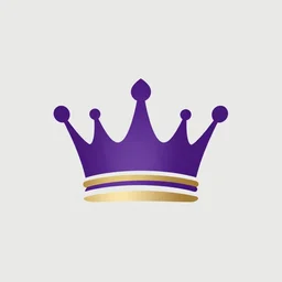 minimalist crown logo, purple and gold