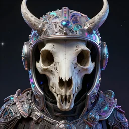 portrait of a fantasycore glitchcore deformed animal skull in a helmet. intricate abstract. intricate artwork. celestial. prismatic, by josephine wall, pixar, ghibli. octane render, cgsociety very coherent symmetrical artwork. cinematic, hyper realism, high detail, octane render, 8 k, holographic accents