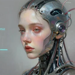 cyborg machine, wires bare, beautiful face, sad eyes, love, dreamscape, digital painting, concept art, 8 k, by anna dittmann