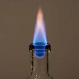 blue flame burning inside a bottle, 4 k, photography, highly detailed