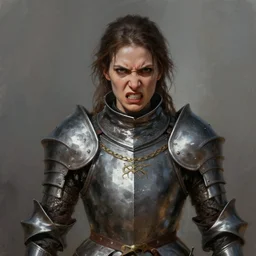 half - length portrait of an angry female knight. wrath, revenge, emotions. fantasy, digital painting, hd, detailed, contrasted.