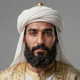 a close up portrait of Sultan Saladin, art station, highly detailed, concept art, sharp focus, illustration in pen and ink, wide angle, by Kentaro Miura