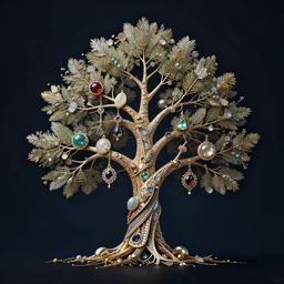 tree made from jewelry, digital art